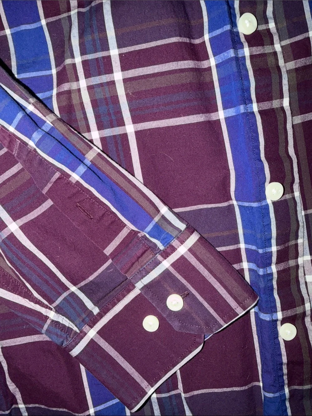 Banana Republic Purple and Blue Plaid Men's Button-Down Shirt